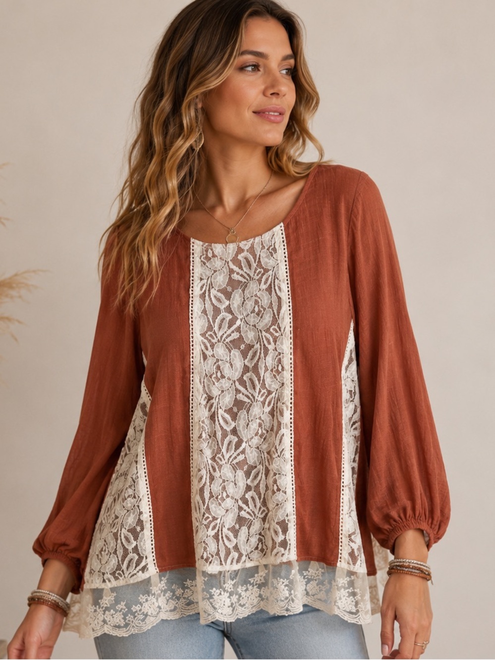 ✨🤍 Entro Boho Lace Detail Blouse 🤍✨